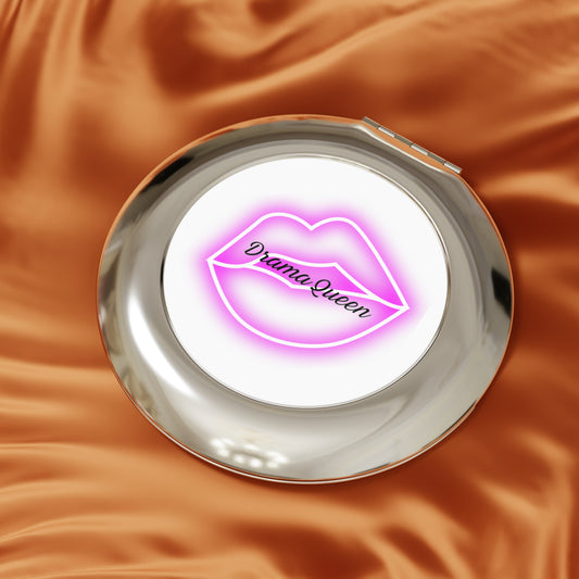 Drama Queen Pink Lips Cosmetics Compact Travel Mirror