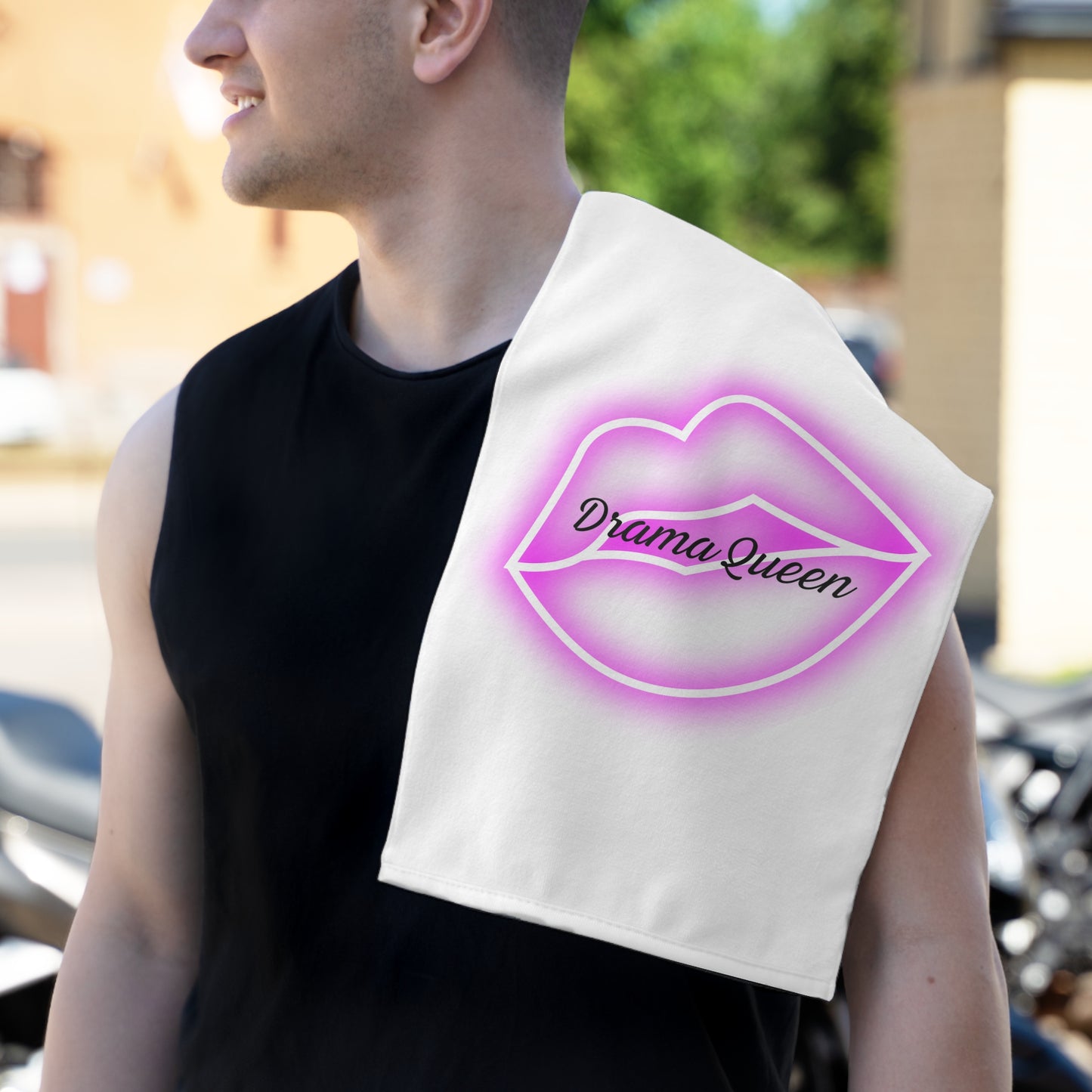 Drama Queen Pink Lips Beauty Rally Towel, 11x18